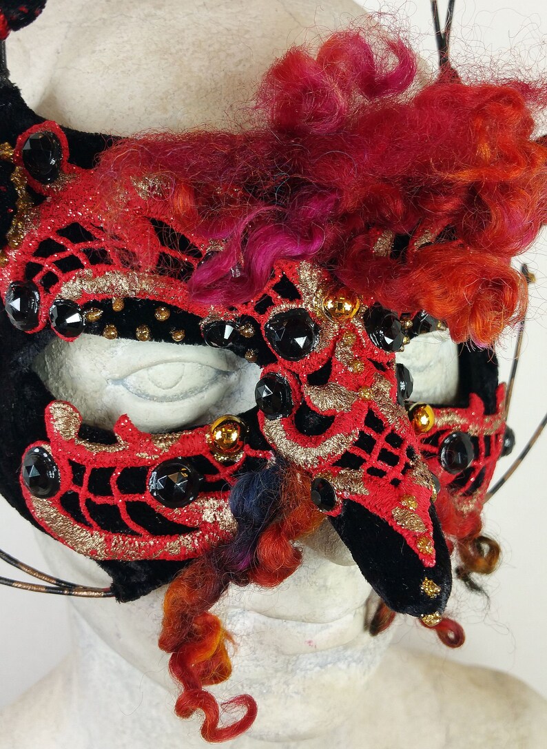 Black and Red Mens Masquerade Mask//Mens Costume Etsy