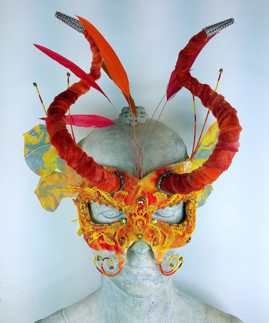 Yellow Costume Maskred Masquerade Maskmask for Etsy