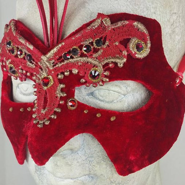Shop Red Masquerade Mask Etsy
