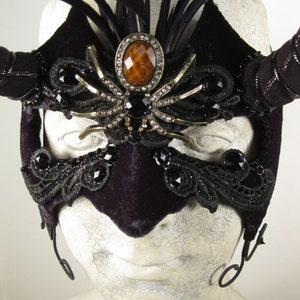 Costume Mask, Black Spider,Masquerade Ball Mask,Halloween Masquerade Mask,Mardi Gras Masquerade Mask,Mens costume Mask,Mask Black