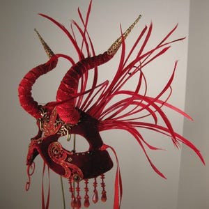 Masquerade Mask Red//Red Demoness Masquerade Mask//masquerade ball mask//Halloween masquerade mask//Mardi Gras masquerade mask//masquerade