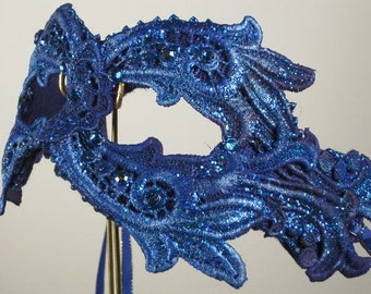 Blue All Lace Masquerade Mask