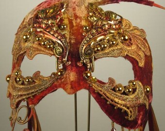 Gold Costume Mask, Pan Masquerade Mask, Horned Pan Mask, Wing Costume Mask, Mardi Gras Costume, Halloween Masquerade Mask, Mens Costume Mask
