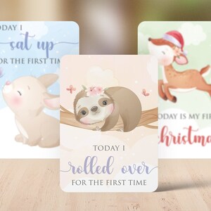 Cartes d'étape de bébé, cartes d'étape neutres de genre, étape de bébé d'animal, étape de bébé unisexe, téléchargement imprimable d'étape de souvenir