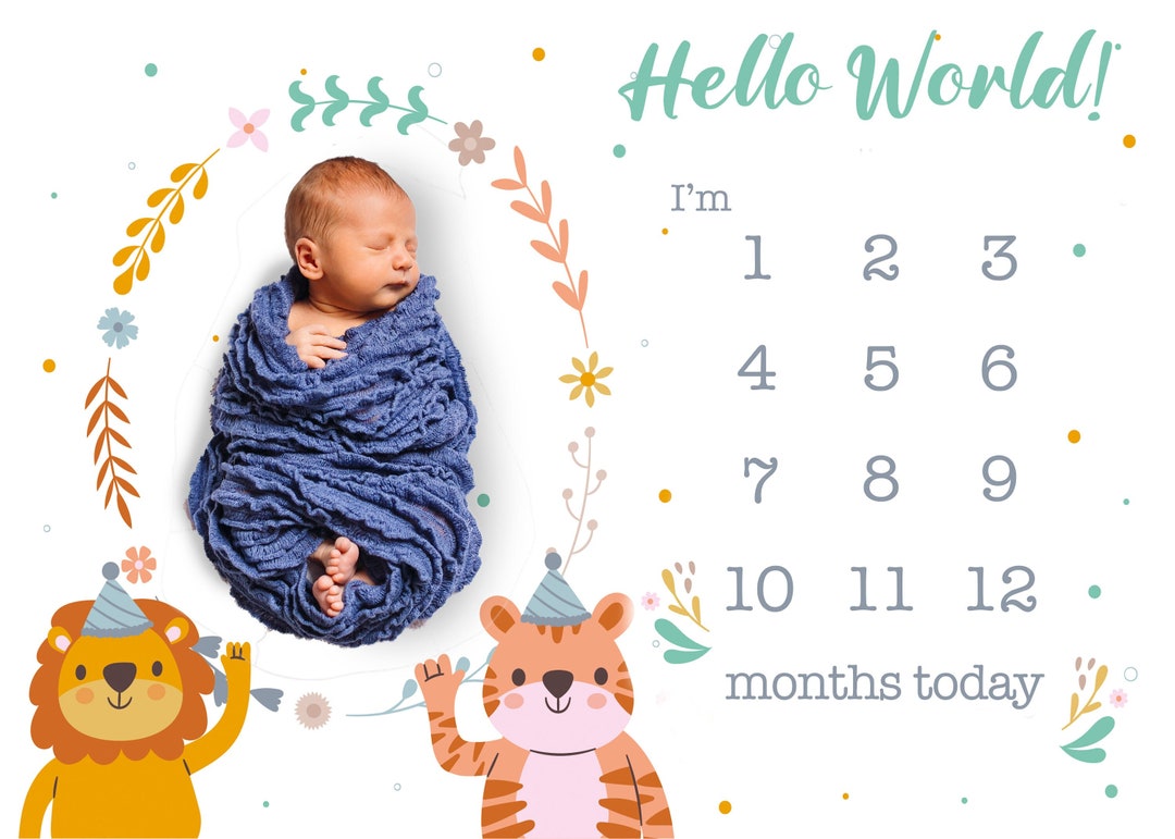 Baby Milestone Mat, Download and Print, Paper, Sublimation, PNG, PDF