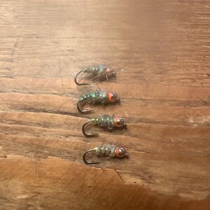 Size 14 Walt's Worm Trout Flies, Hand-Tied Euro Nymph Fly Fishing Flies, 4 Pack