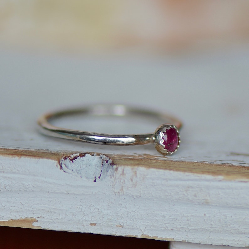 Pink Tourmaline Ring Dainty Gemstone Ring Promise Ring for her Sterling Silver Jewelry Stackable Ring Crystal Ring Boho Silver Ring