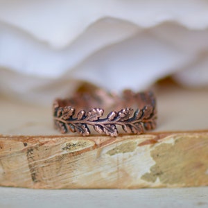 Copper Leaf Ring, Electroformed Jewelry, Stacking Ring for Her, Unique Gift for Women, Bohemian Jewelry, Raw Copper Ring, Layering Ring