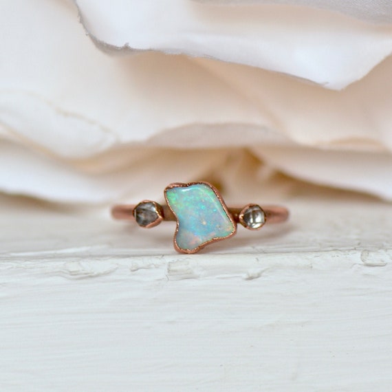 Opal Herkimer Ring Multi Stone Ring Raw Gemstone Ring - Etsy