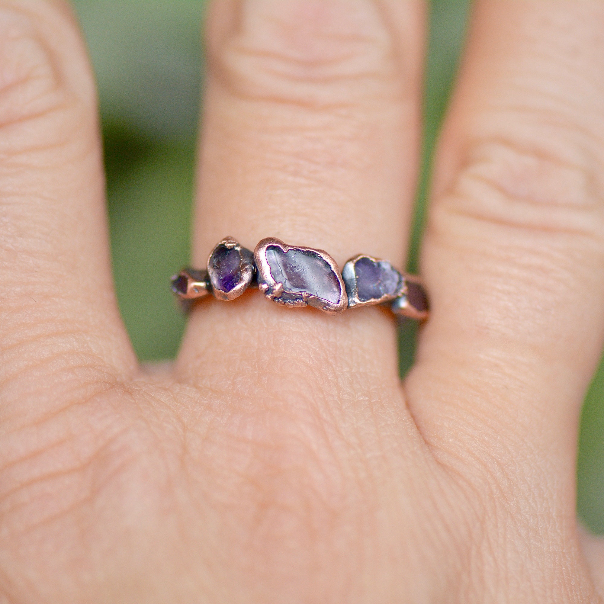 Amethyst Ring Multi Stone Ring Gemstone Ring Stacking Ring Etsy