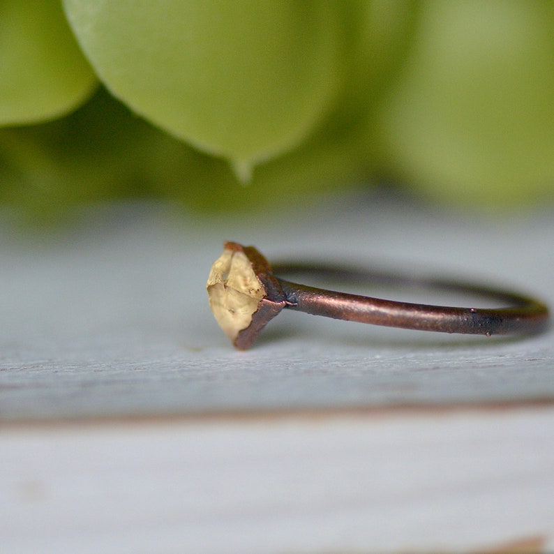Citrine Ring Raw Stone Jewelry November Birthstone Ring Unique Gift for Her Electroformed Jewelry Stacking Ring Bohemian Ring