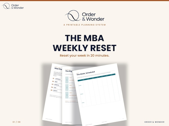 MBA Weekly Planner | Weekly Reset & Graduate Student Productivity System