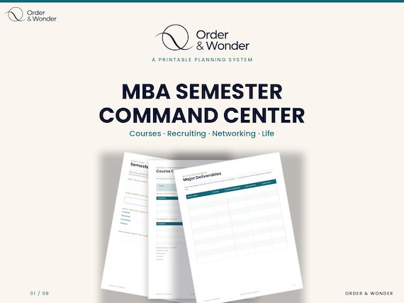 MBA Semester Planner | Recruiting, Networking & Graduate School Organizer