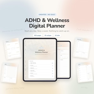 ADHD digital planerare odaterad, GoodNotes iPad-planerare, hyperlänkad PDF-journal, neurodivergent planerare, verktyg för vuxna med ADHD