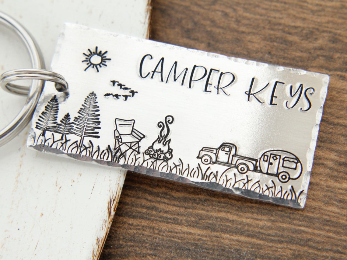Camper Keys RV Travel Trailer Glamping Hand Stamped Key Etsy