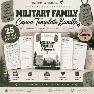 Military Family Canva Template Bundle, Deployment & PCS Planner, Homecoming Templates, Military Spouse Digital Download