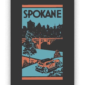 Spokane Sky line Handmade Screen Print