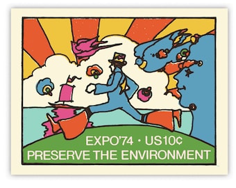 Expo 74 stamp handmade print