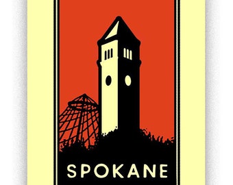 Spokane clocktower digital print