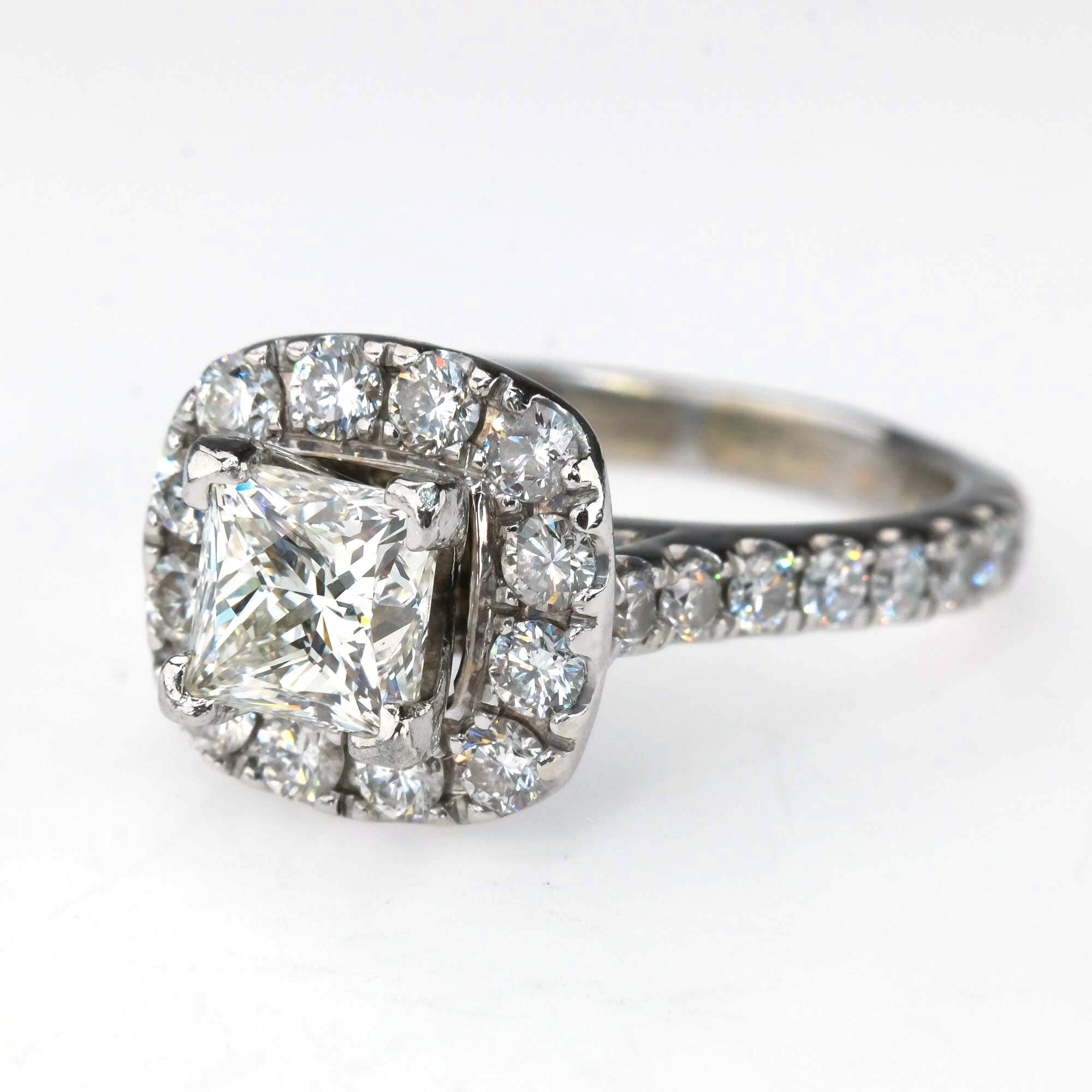 Neil Lane LEO 1.01ct Princess Diamond Halo Engagement Ring in | Etsy