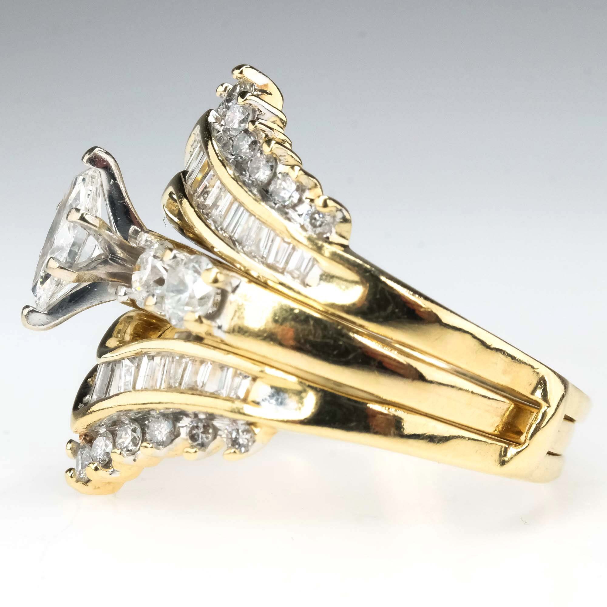 2.27ctw Marquise Diamond Engagement & Insert Ring Bridal Set Etsy