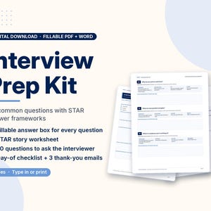Interview Prep Kit, 50 Interview Questions, STAR Answer Workbook, Thank You Email Templates