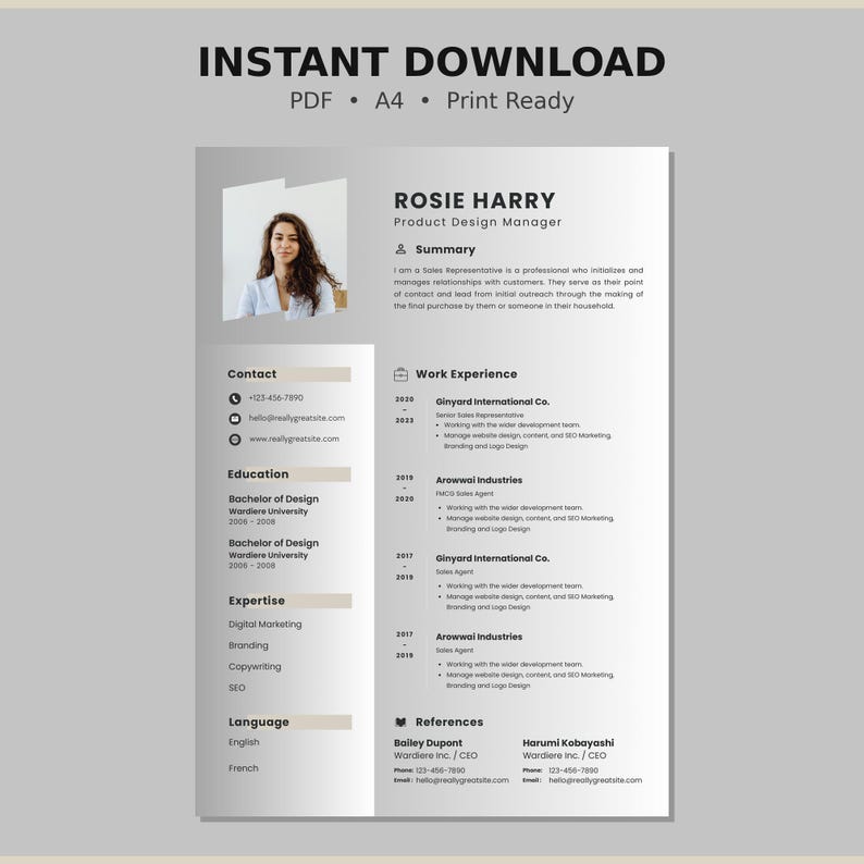 Professional Management Cv Example.pdf Professional Resume Template PDF, Minimalist CV Design: One-page Job ...