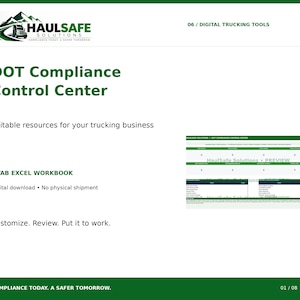 DOT-efterlevnad Excel-instrumentpanel | Lastbilsflotta, förare, underhåll och säkerhetsspårare