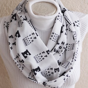 Eye Chart Scarf Eye Doctor Infinity Scarf Optometrist Gift Ideas Snellen Chart Optometry Student Ophthalmologist Gift Optometry Accessories