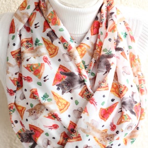 Pizza Cat Infinity Scarf: Novelty Chiffon Scarf
