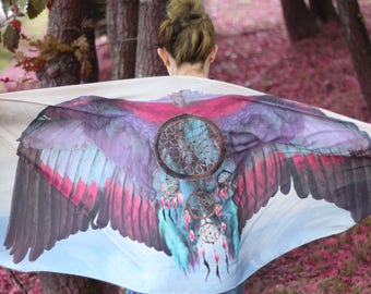 Sciarpa Wings: scialle oversize Boho Festival, scialle di piume