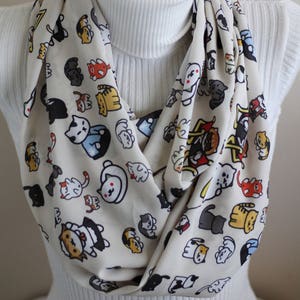 Neko Atsume Scarf Funny Cat Tubbs Infinity Scarf Neko Cat Lover Gift Cute Cat Accessories Handmade Women Birthday Gifts