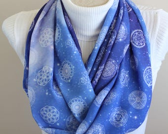 Sacred Geometry Scarf Metatron Infinity Scarf Metatrons Cube Sacred Geometry Gifts Geometric Accessories Math Gift for Her