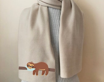 Hanging Sloth Fleece Scarf Gift for Her