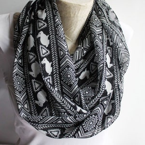 Rabbit Scarf Tribal Rabbit Scarf Boho Accessories Easter Gift Ideas Scarf Black and White Women Accessories Gift Ideas Gift for Her