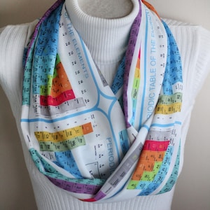 Periodic Table Scarf Elements Infinity Scarf Chemistry Gift Science Art Nerdy Accessories Science Gifts for Women