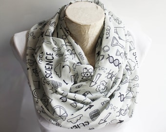 Science Scarf Science Teacher Gift Coworker Christmas Gift Infinity Scarf Chemistry Gift Scarf Women Graduation Gift for Her Geek Gift