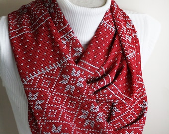 Nordic Knit Christmas Infinity Scarf, Holiday Accessories