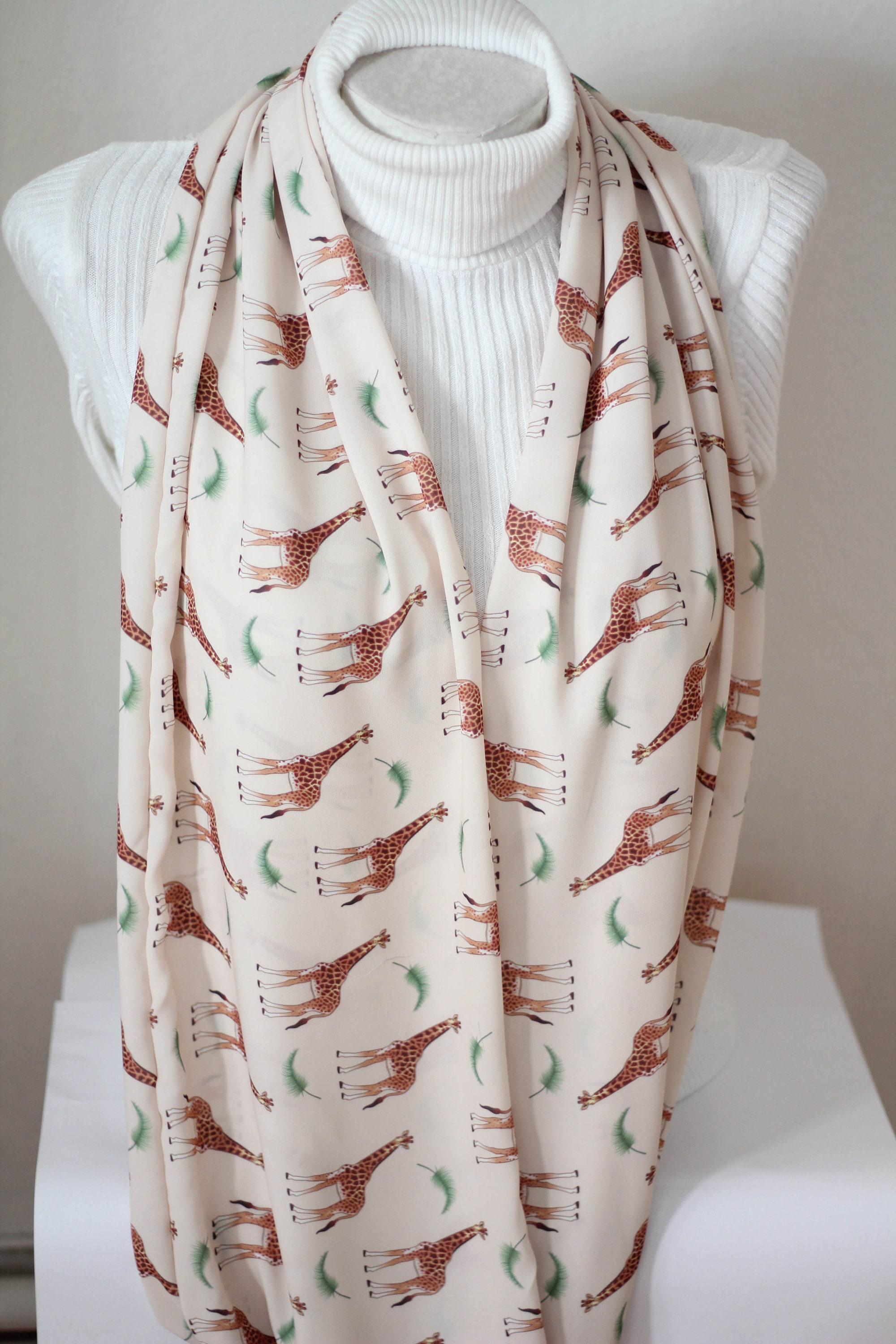 Giraffe Scarf Gardening Gift Giraffe Print Infinity Scarf Etsy