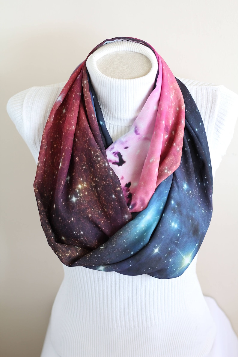 Galaxy Scarf, Outer Space Infinity Scarf - Space Gifts Galaxy Nebula Winter Fashion Christmas Gift Best Friend Gifts Women Gift Ideas 