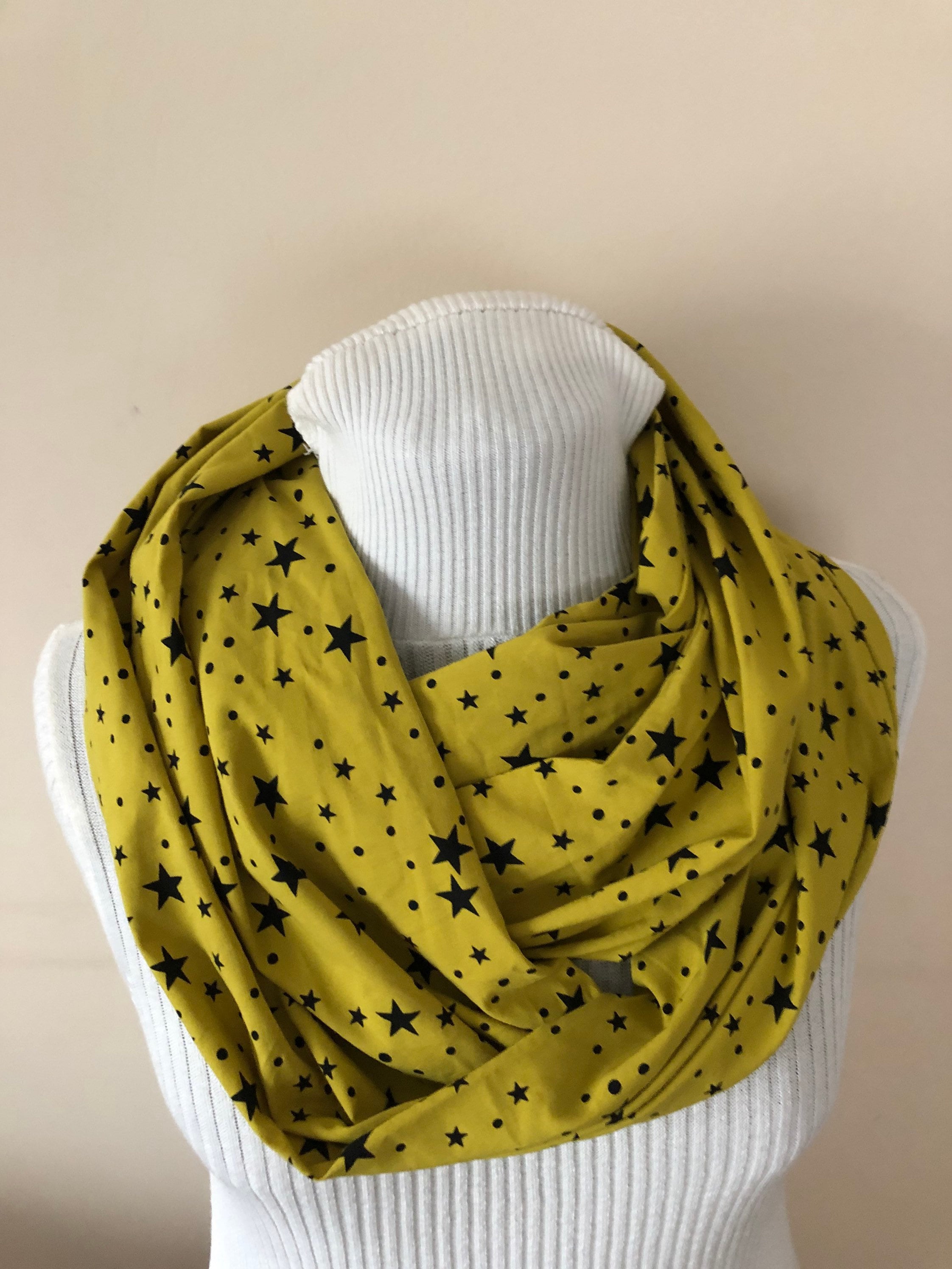 Star Print Scarf, Black Cotton Scarf, Printed Scarves