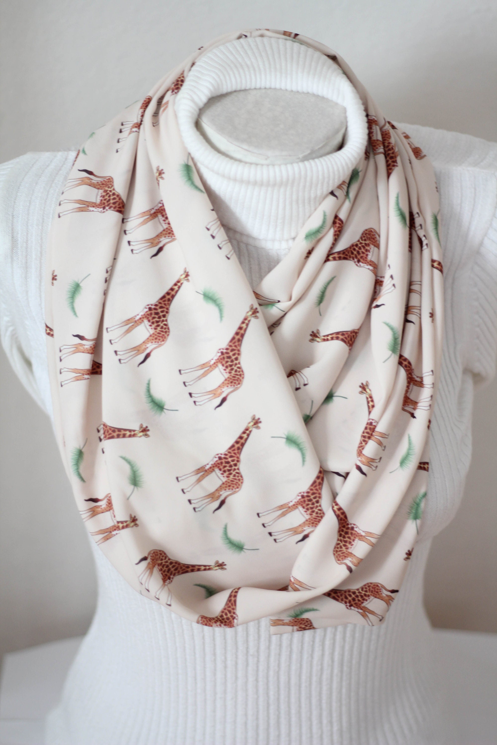 Giraffe Scarf Gardening Gift Giraffe Print Infinity Scarf Etsy