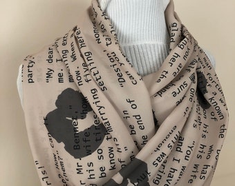 Pride and Prejudice Book Scarf Jane Austen Literature Gift