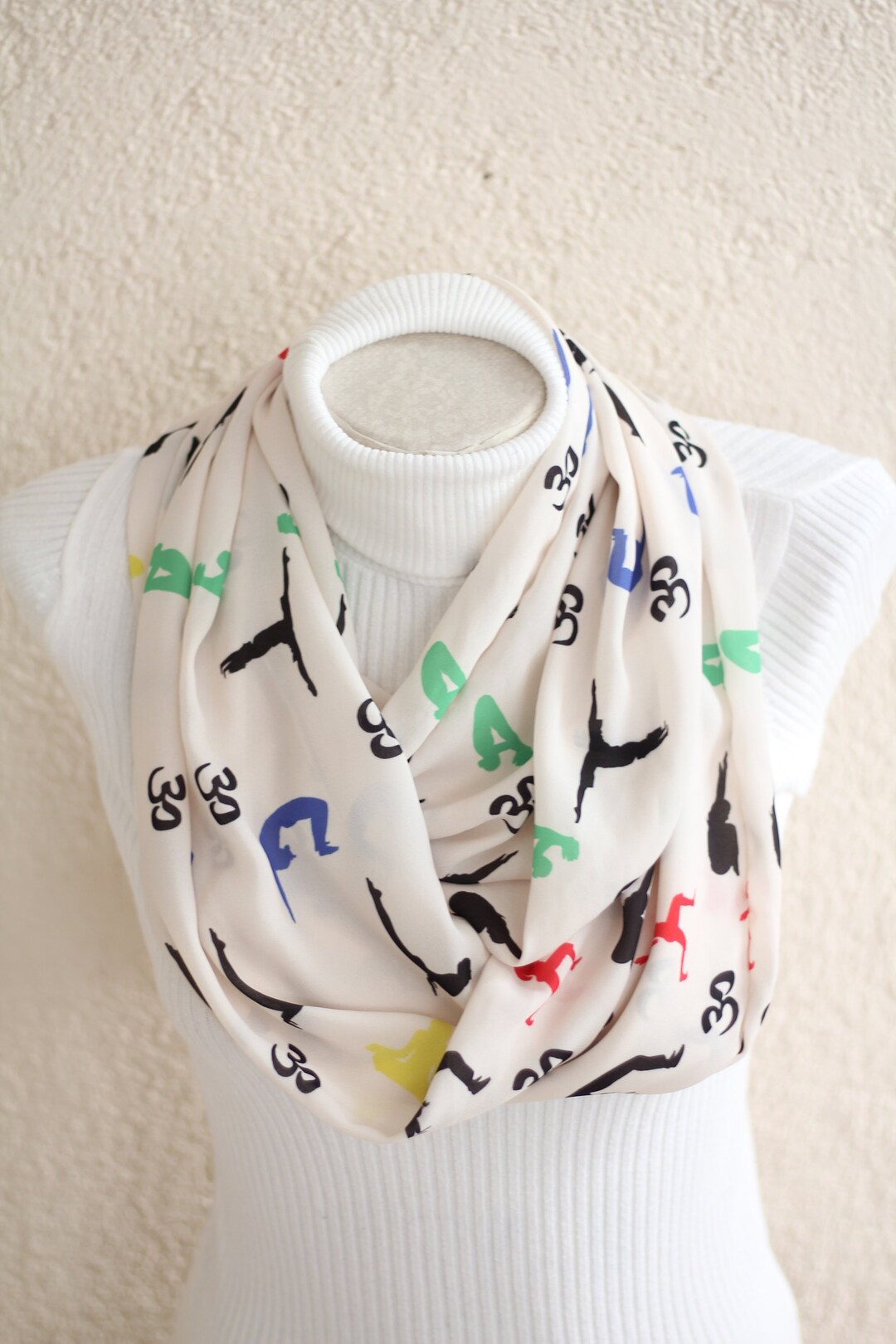 Yoga Scarf Yoga Pose Infinity Scarf Ohm Meditation Fashion Accessories