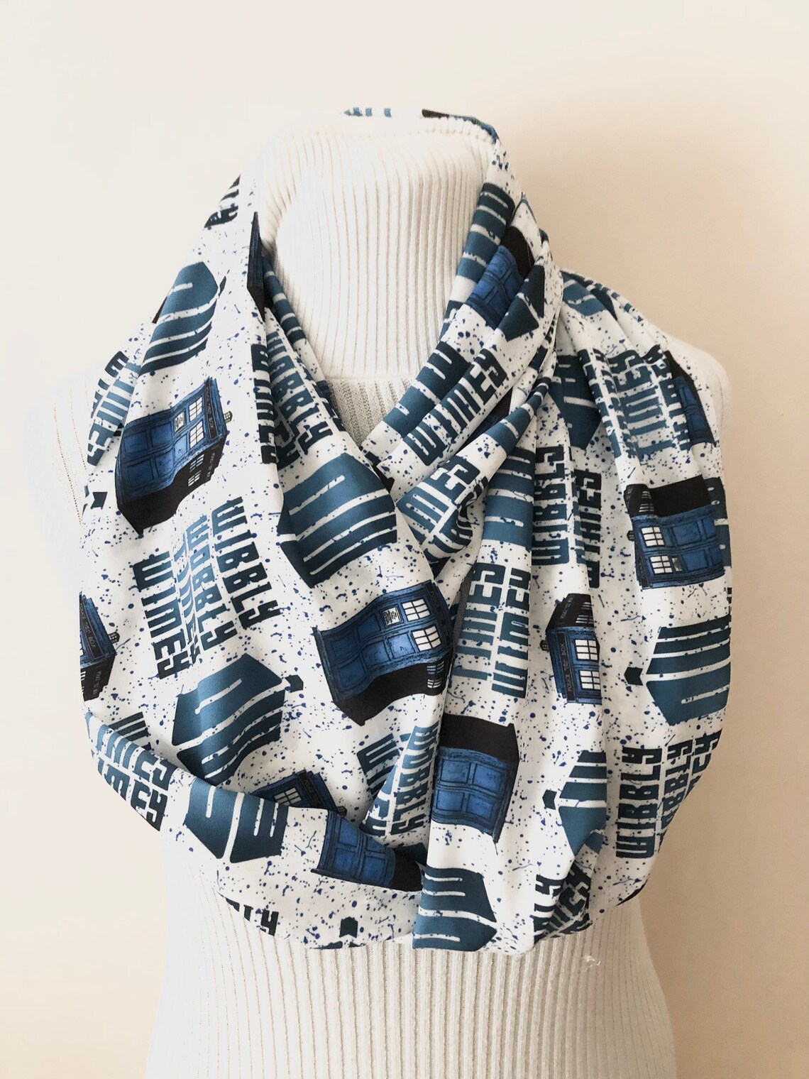 Doctor Who Scarf Tardis Scarf Police Box Infinity Scarf Doctor Etsy
