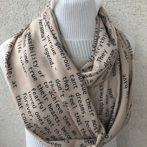 The Alchemist Book Infinity Scarf Quote Scarf Paulo Coelho Books The Alchemist Gifts for Book Lover Quote Gifts