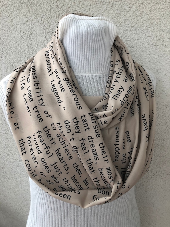 The Alchemist Book, Infinity Scarf, Gift for Reading Lovers