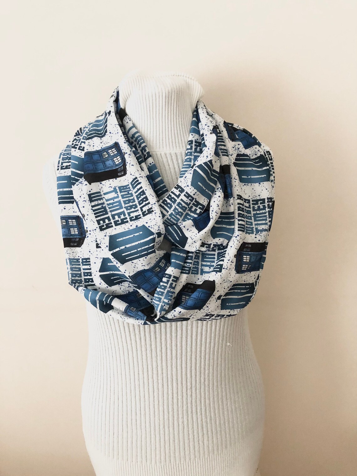 Doctor Who Scarf Tardis Scarf Police Box Infinity Scarf Doctor Etsy