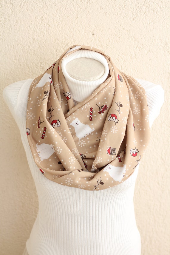 Polar bear scarf bear infinity scarf christmas gift ideas  etsy