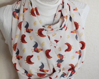 Rooster Scarf Chicken Infinity Scarf Farm Animals Farmhouse Christmas Chicken Gifts for Women Accessories